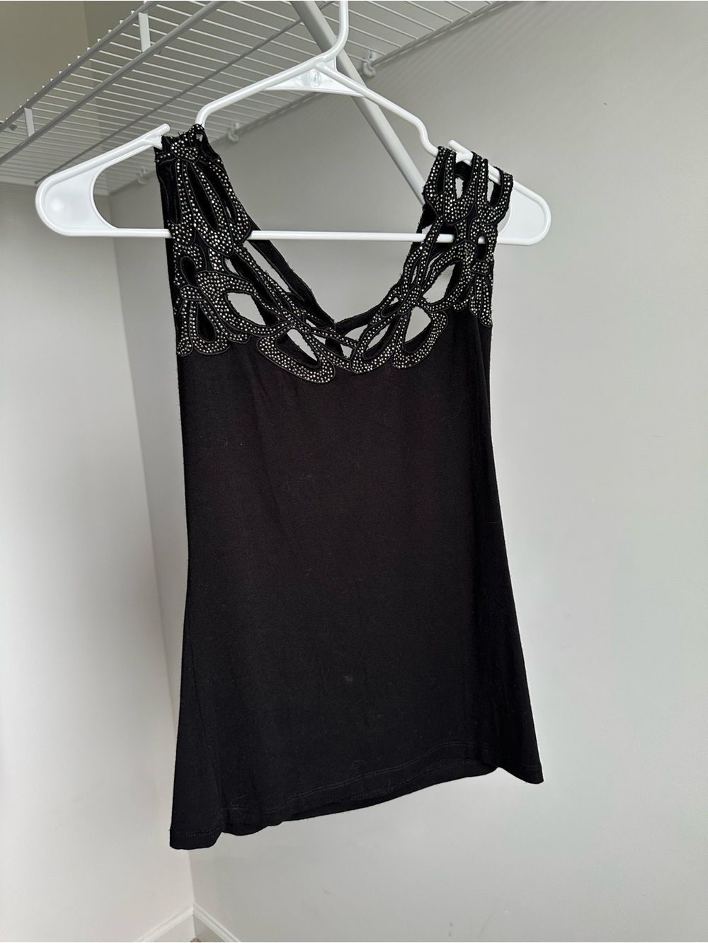 Roberto Cavalli Black Embellished Cutout Camisole